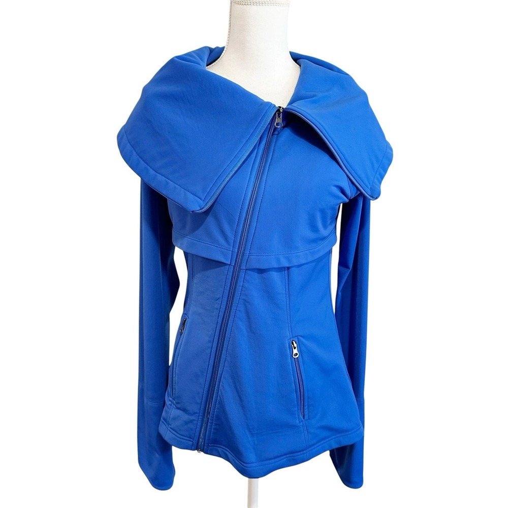 Anatomie Womens Cowl Neck Full Zip Jacket Sweater Size Small Blue Travel Commute